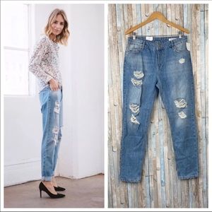New Anine Bing 26 High Waist Ripped Boyfriend Jean